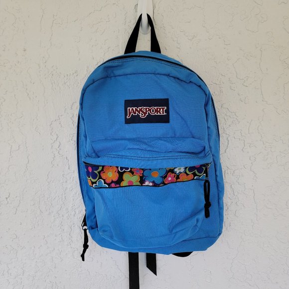 Jansport Bags Jansport Backpack With Floral Accent Turquoise Blue